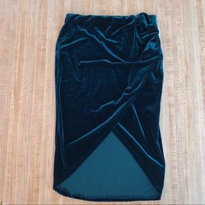 Velvet Emerald Midi Skirt